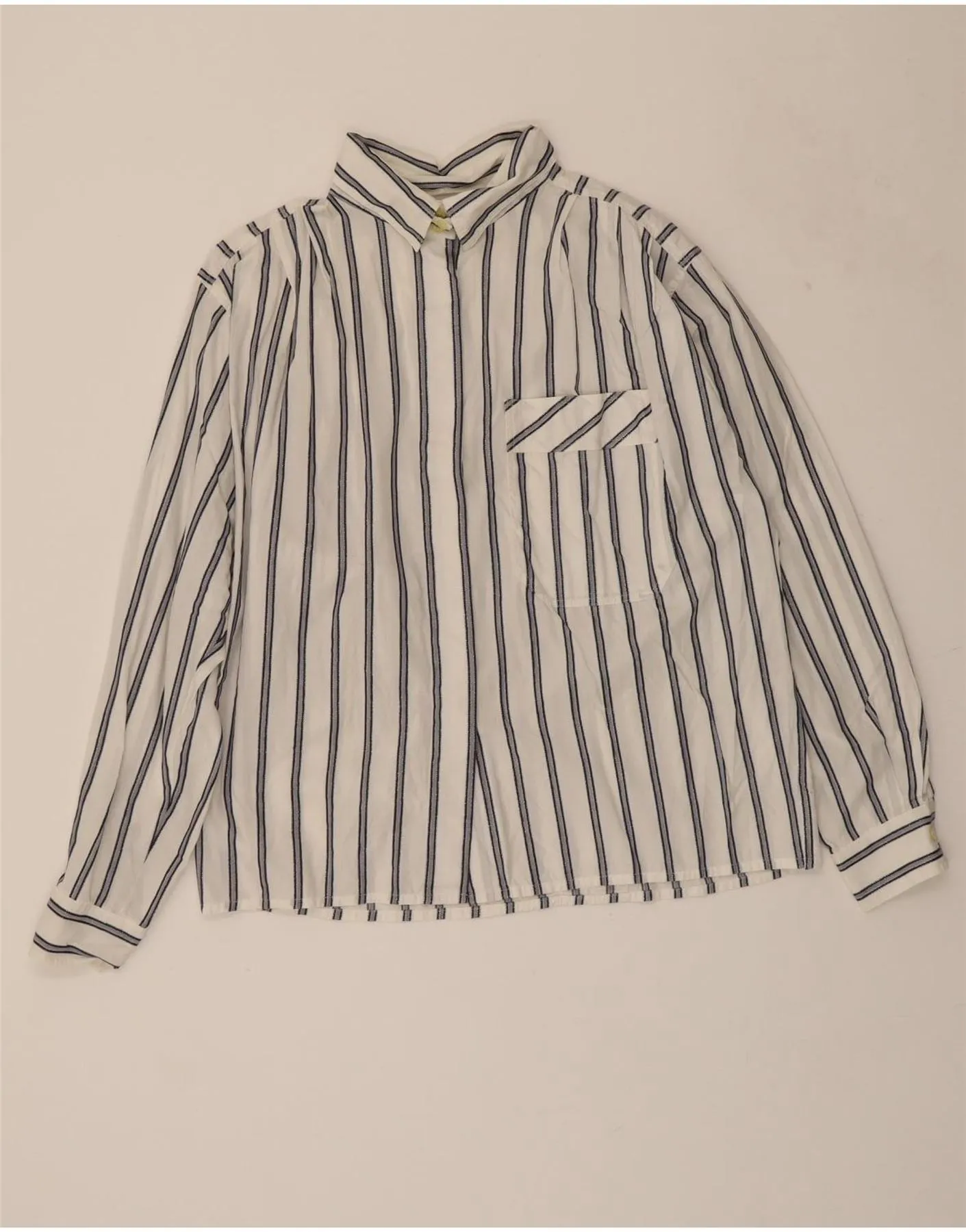 Water Repellent Finish ALBA MODA Womens Shirt IT 44 Medium White Striped Cotton