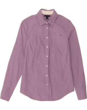 Asymmetrical Cut TOMMY HILFIGER Womens Shirt UK 6 XS Purple Cotton