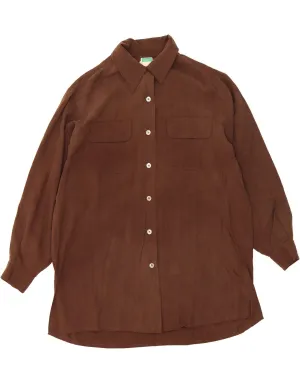 Weekend Style Edgy Fashion BENETTON Womens Shirt Blouse IT 42 Medium Brown Silk