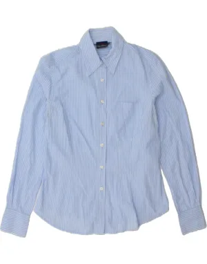 CONTE OF FLORENCE Womens Shirt Medium Blue Striped Cotton Edgy Design