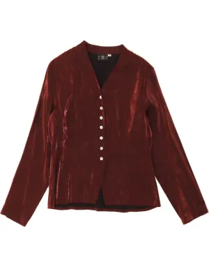 VINTAGE Womens Shirt Blouse EU 38 Medium Red Viscose Statement Maker high-low hem