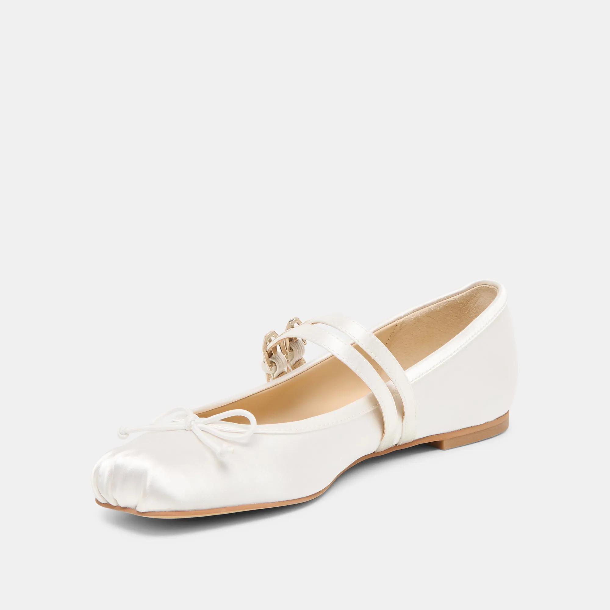 GIBSEN BALLET FLATS TRUE WHITE SATIN Shore Walk Winter Warm