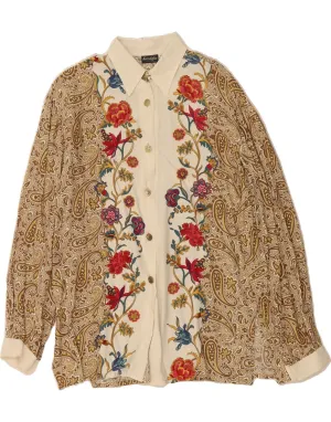 VINTAGE Womens Shirt Blouse IT 44 Medium Beige Paisley Viscose Printed design