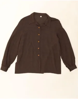 VINTAGE Womens Shirt Blouse UK 10 Small Brown Coastal Vibes