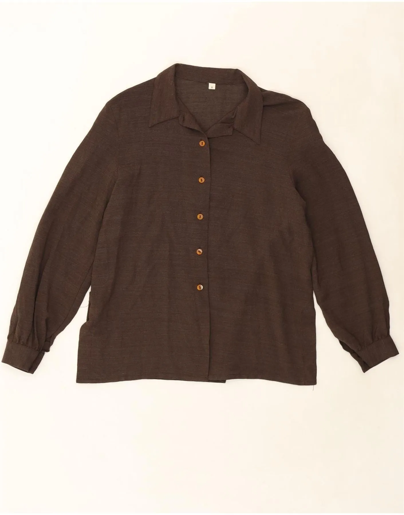 VINTAGE Womens Shirt Blouse UK 10 Small Brown Coastal Vibes