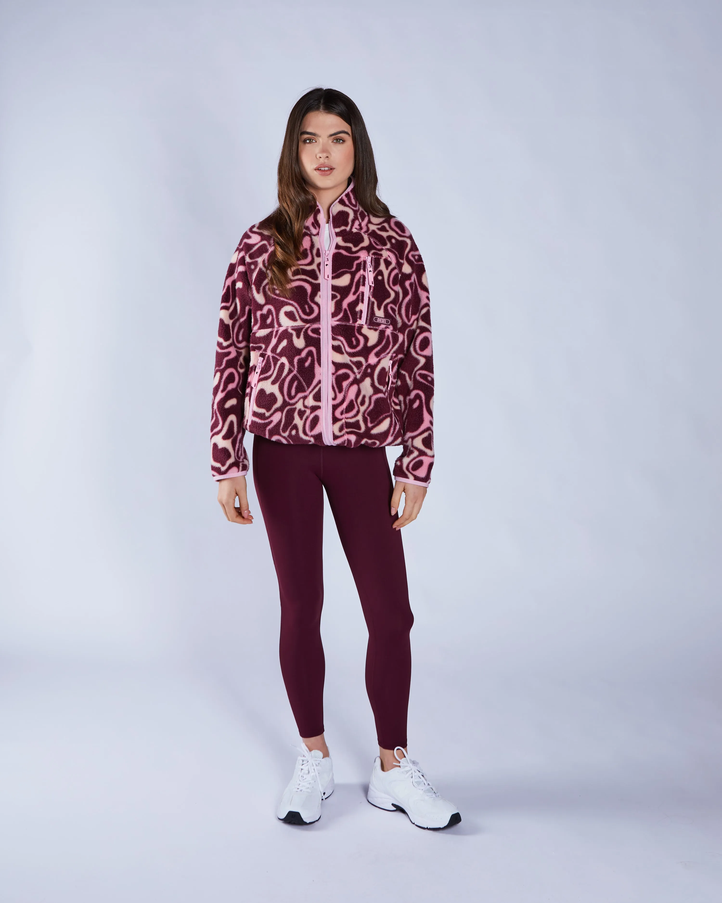Leilena Fleece Zipper Multi Deep Orchid Trendy Colors