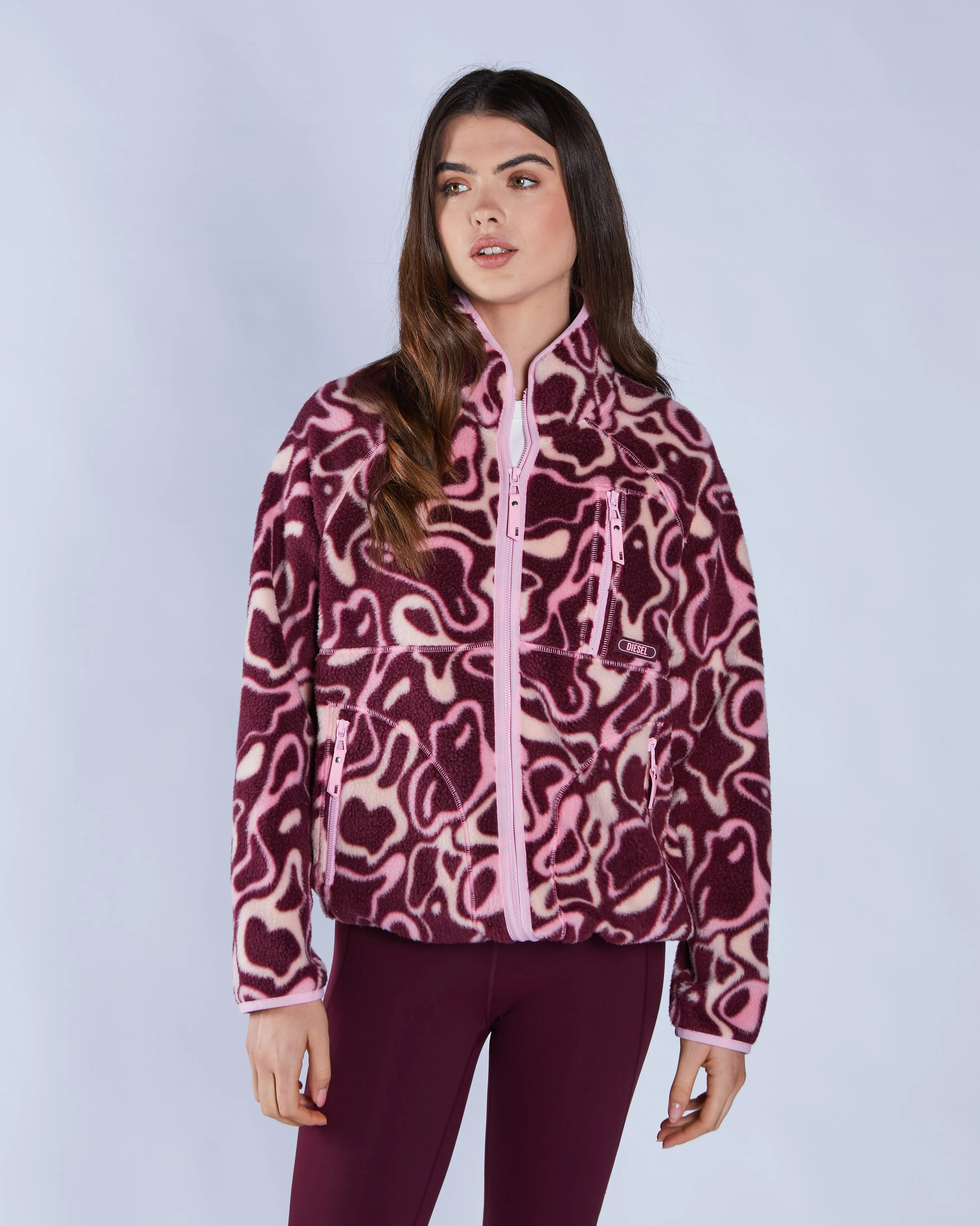 Stylish Look Leilena Fleece Zipper Multi Deep Orchid