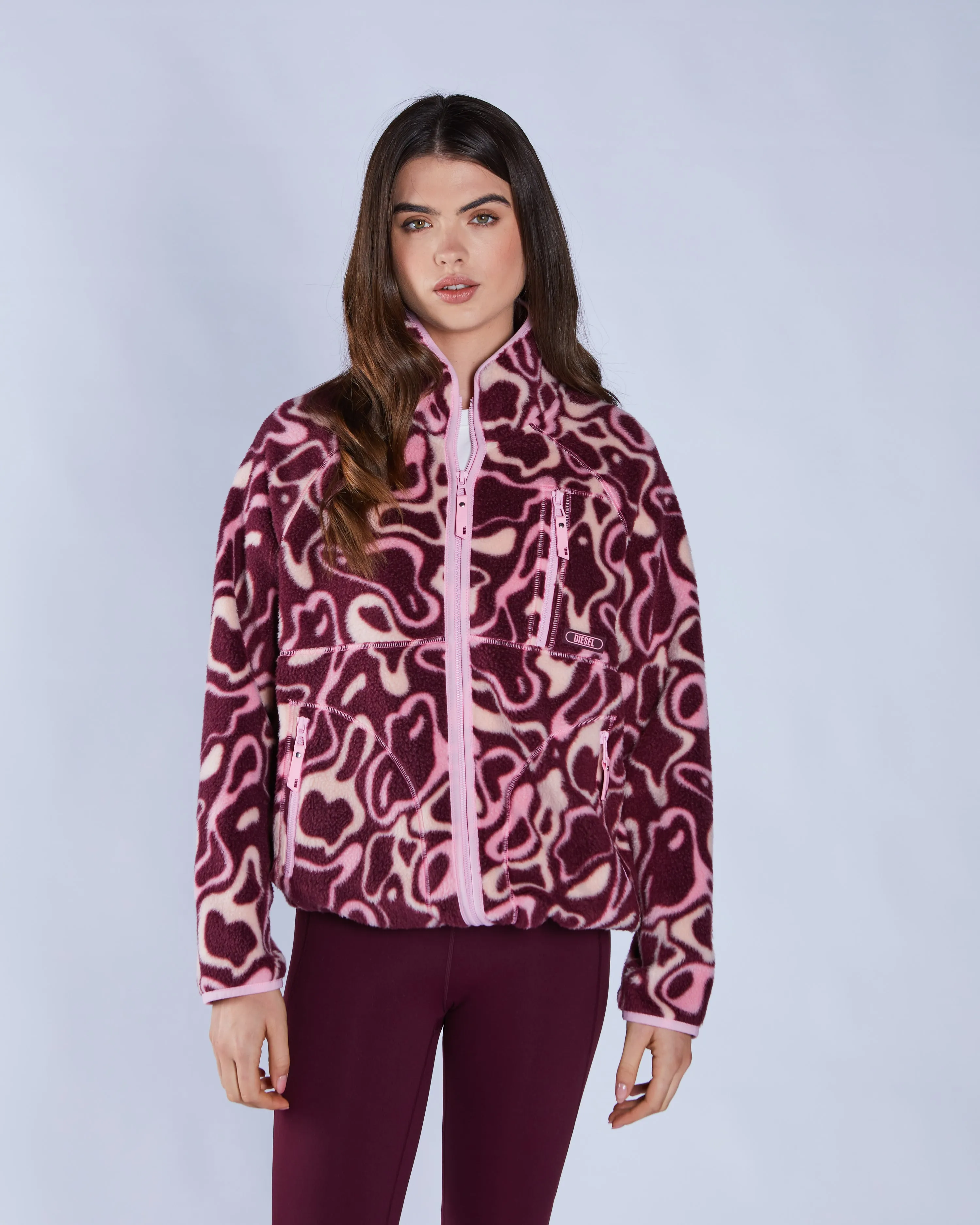 Leilena Fleece Zipper Multi Deep Orchid Daily Fit