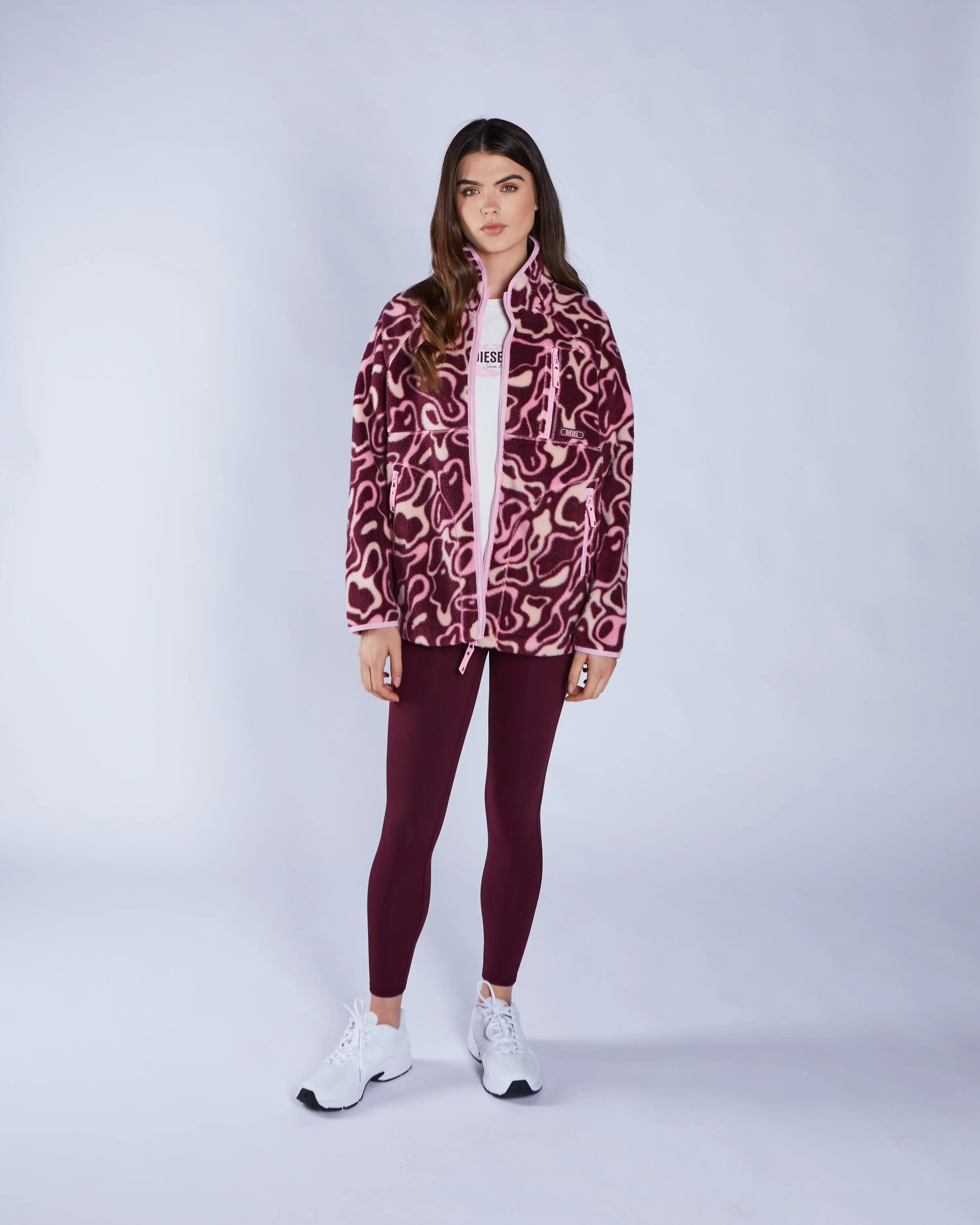 Trendy Basics product yoga friendliness Leilena Fleece Zipper Multi Deep Orchid