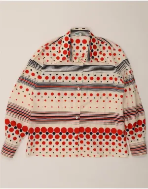 Summer Must-have Current Style VINTAGE Womens Shirt IT 46 Large Beige Polka Dot Polyester