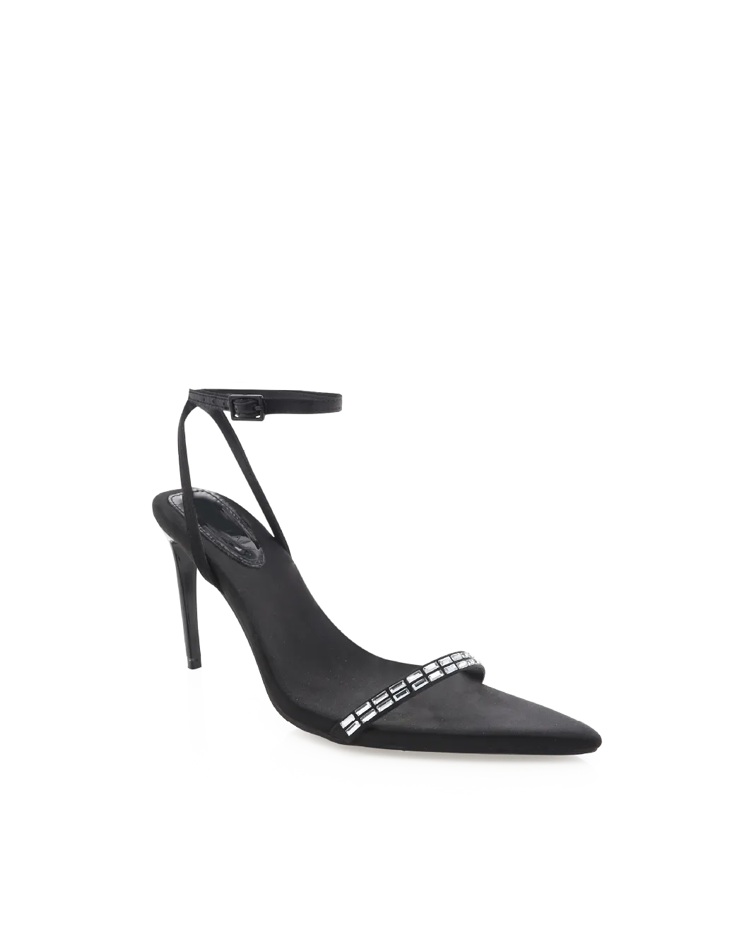 LEONORA - BLACK SATIN-DIAMANTE Mid Top