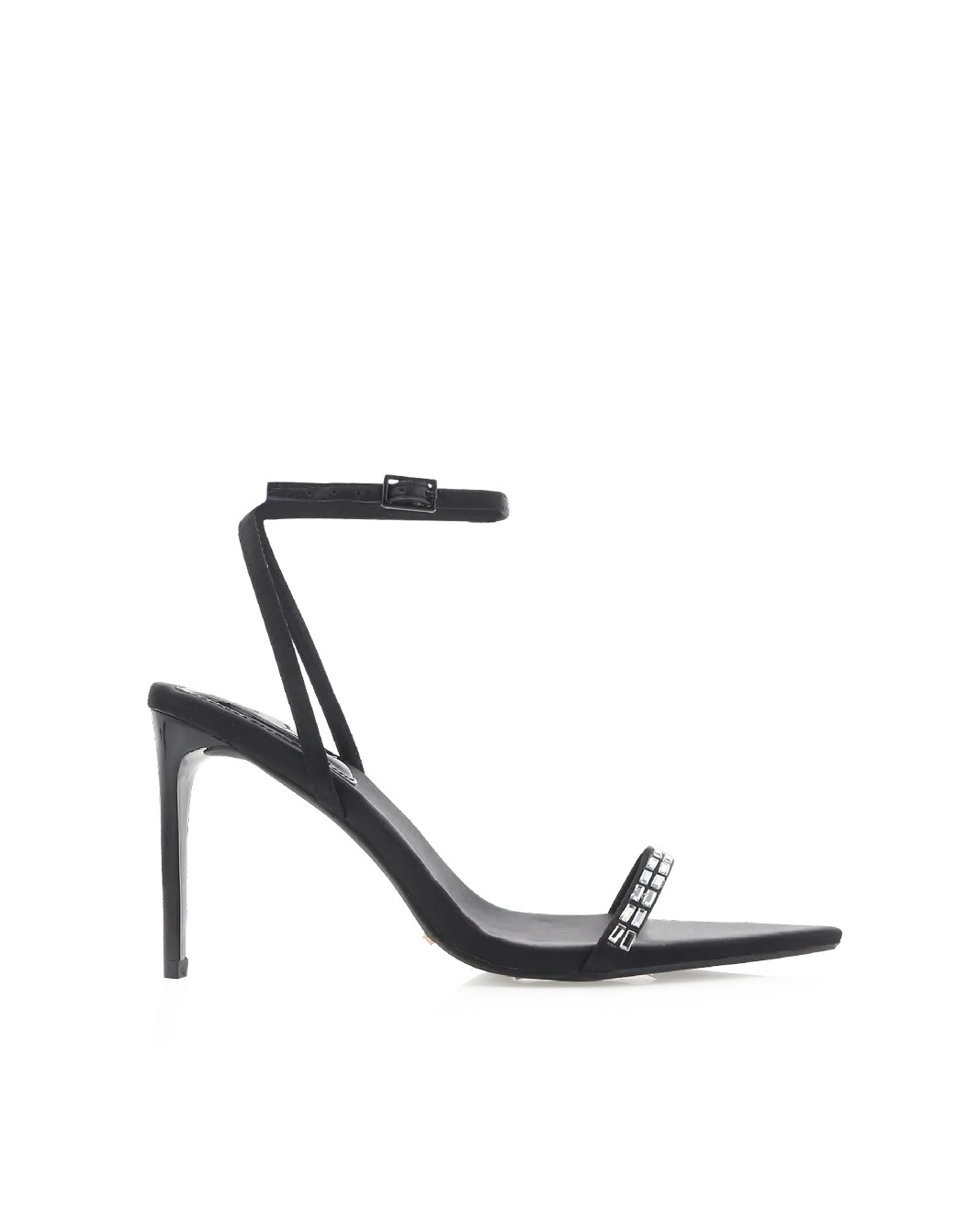 Stretchable LEONORA - BLACK SATIN-DIAMANTE