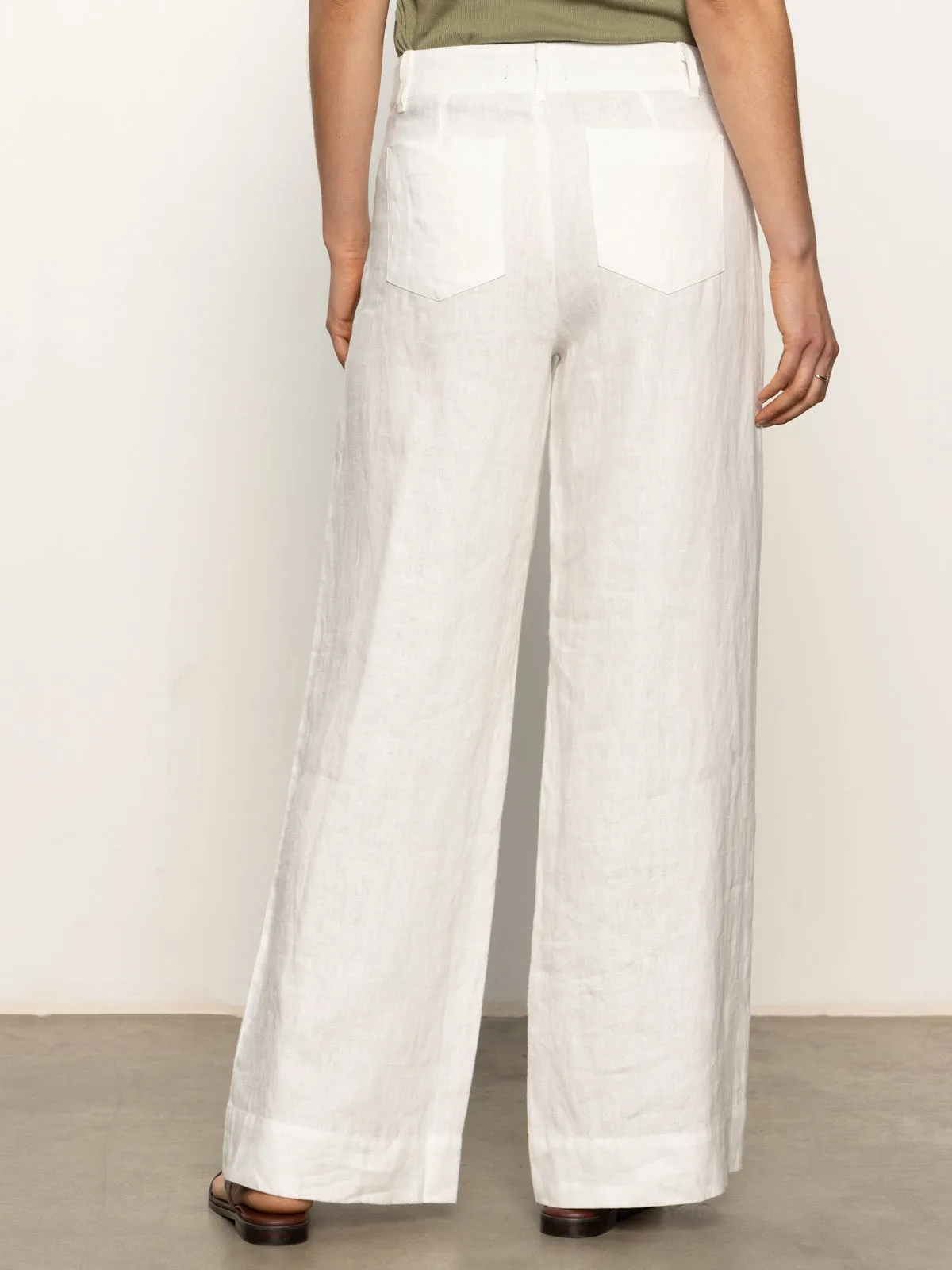 Quick Fit The Linen Marine Wide Leg Semi-High Rise Pant White