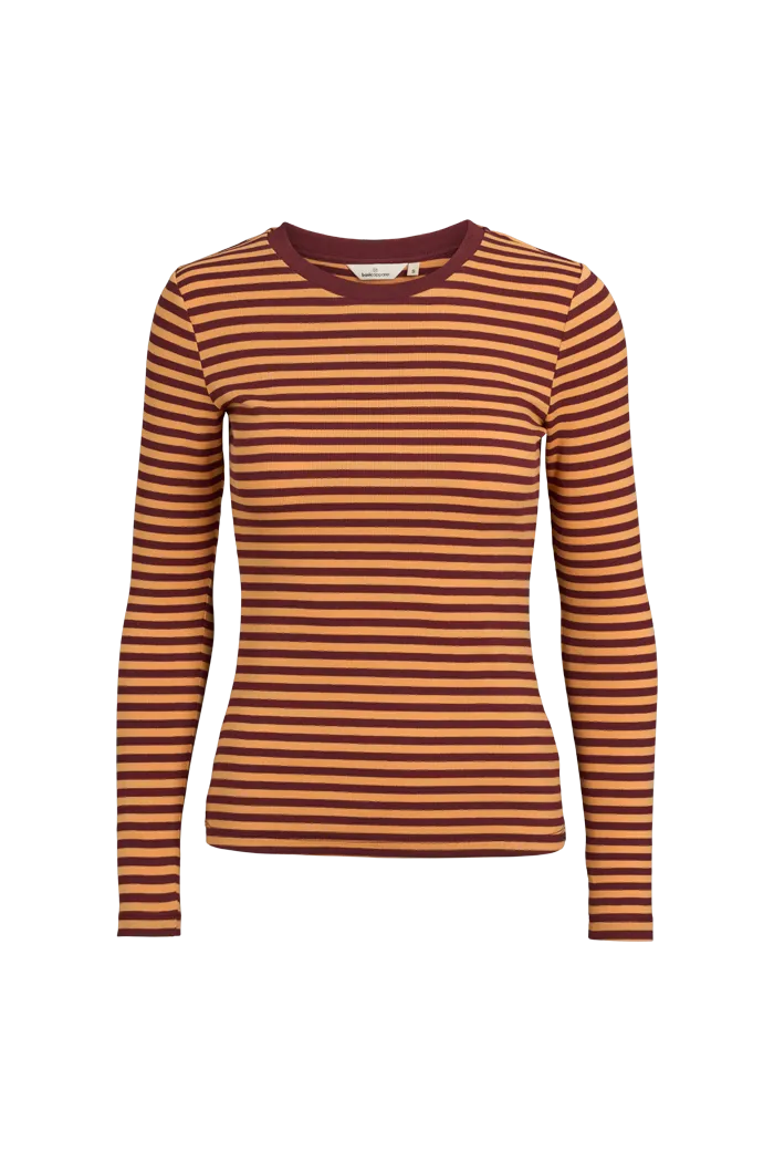 Ludmilla LS Tee - Bucksin/Bordeaux Truffle Cool Weather Wear Cozy Comfort