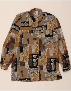 FRANKENWALDER Womens Shirt Dress EU 38 Medium Brown Patchwork Polyester Geometric Shape Beach Wear