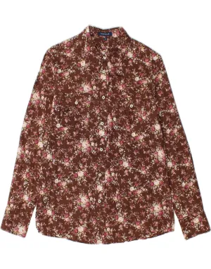 HIGHMOOR Womens Shirt IT 42 Medium Brown Floral Cotton Floral Motif Multi Pocket Utility