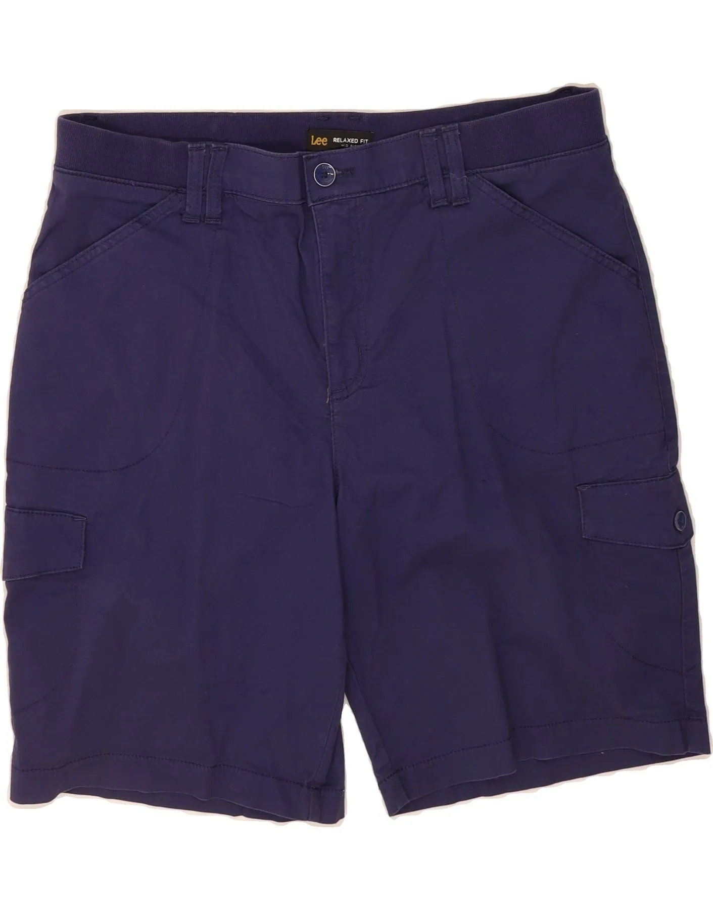 Vintage Wash Designer Touch LEE Womens Mid Rise Relaxed Fit Cargo Shorts US 16 2XL W38  Blue Cotton