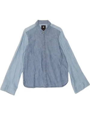 G-STAR Womens Shirt UK 14 Medium Blue Colourblock youth trend Stylish Detail
