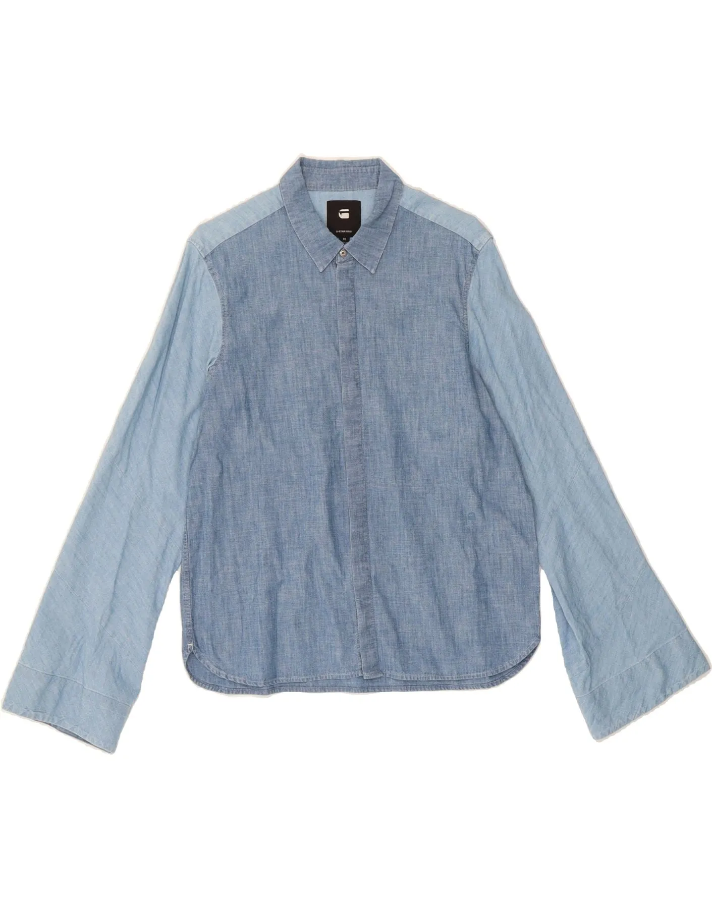 G-STAR Womens Shirt UK 14 Medium Blue Colourblock youth trend Stylish Detail