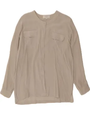 KAREL Womens Shirt Blouse IT 50 XL Grey Silk Social Meetup Loose Fit