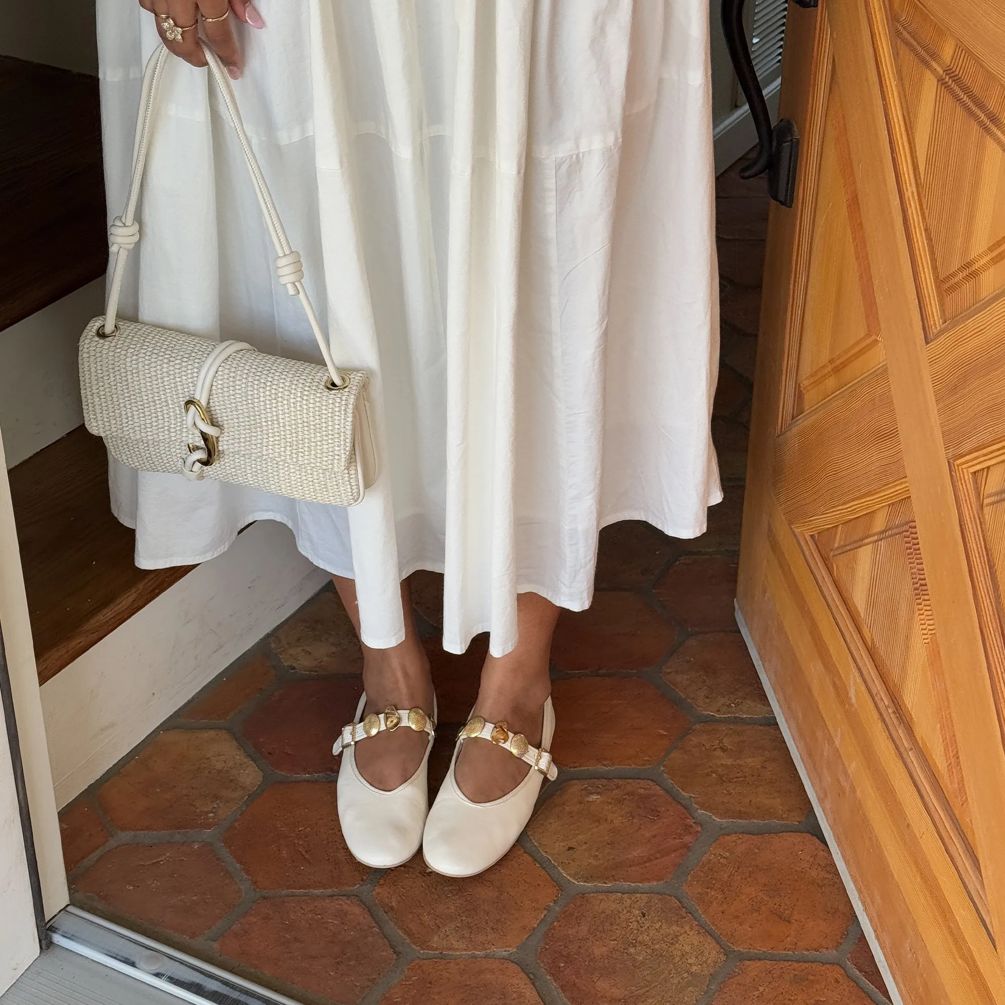 RELAN BALLET FLATS OFF WHITE LEATHER Lake View Lightly Padded