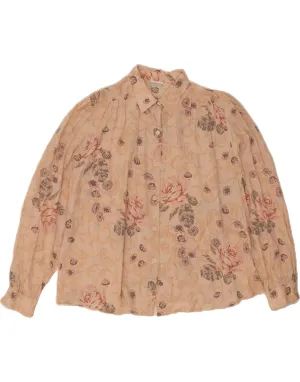 Layered Hemline VINTAGE Womens Shirt EU 48 2XL Beige Floral Silk