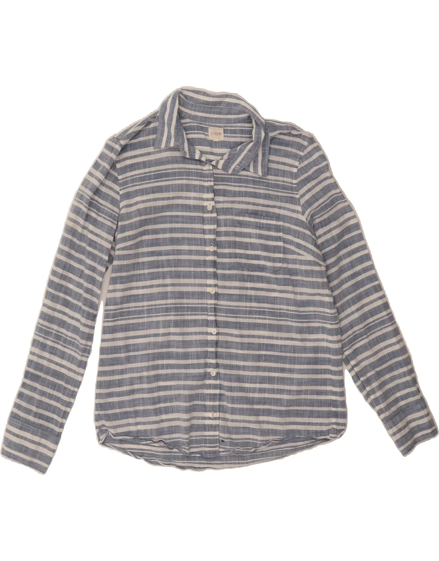 Classy Detail J. CREW Womens Shirt UK 14 Medium Blue Striped Cotton
