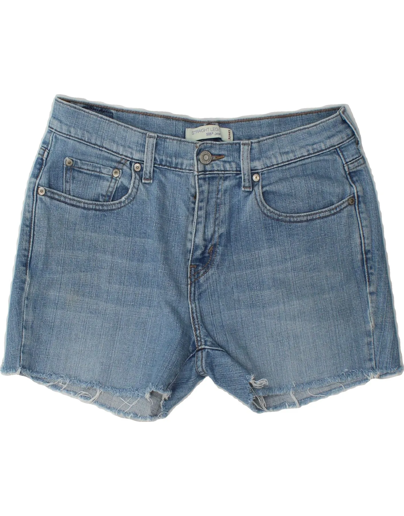 LEVI'S Womens 505 Denim Shorts US 8 Medium W30 Blue Cotton Wedding guest Layered Look