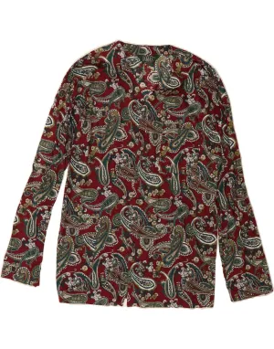 VINTAGE Womens Shirt Blouse IT 54 3XL Red Paisley Lounge Wear Neutral Colors