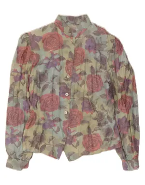 VINTAGE Womens Shirt Blouse IT 42 Medium Multicoloured Floral Lounge Comfort Essential Wardrobe