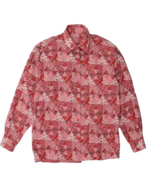 VINTAGE Womens Shirt UK 14 Large Pink Floral Lightweight Layer