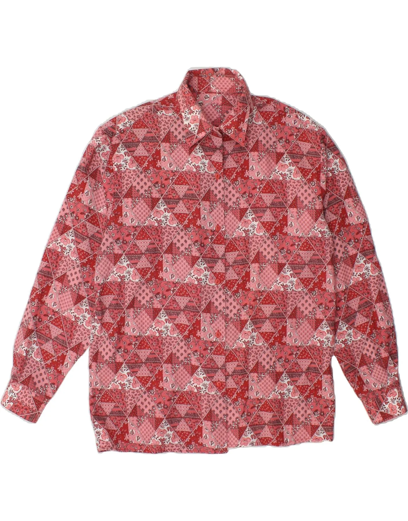 VINTAGE Womens Shirt UK 14 Large Pink Floral Lightweight Layer