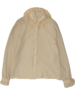 VINTAGE Womens Shirt Blouse EU 40 Medium Off White Polyester Coffee Run