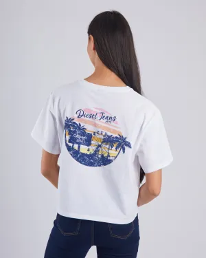 Linnea Tee Dove White Embroidered Eco Certified Fiber