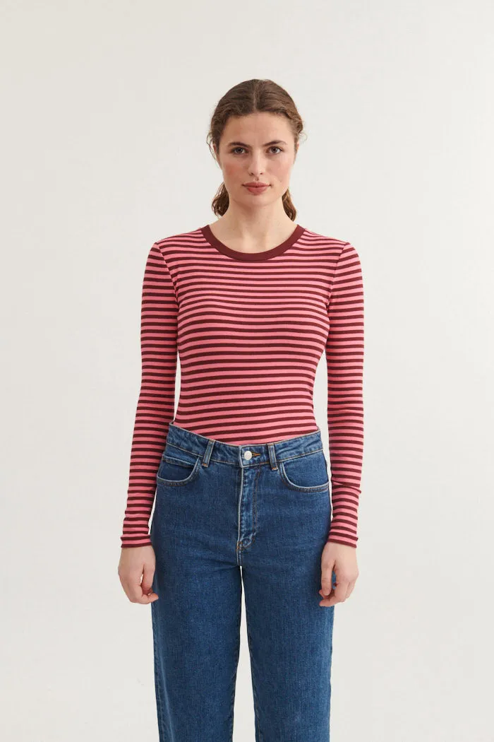 Trendy Fashion Ludmilla LS Tee - Bubble gum/Bordeaux Truffle