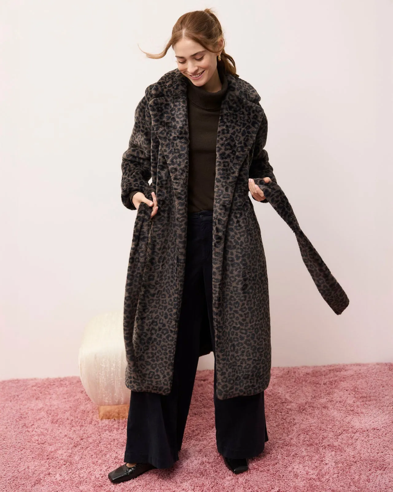 Flexible Fit Wear Weatherproof Shell Lucia Long Fur Leopard Coat