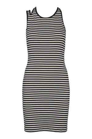 Zip Closure Ludmilla Asymmetric Dress - Whisper White/Black