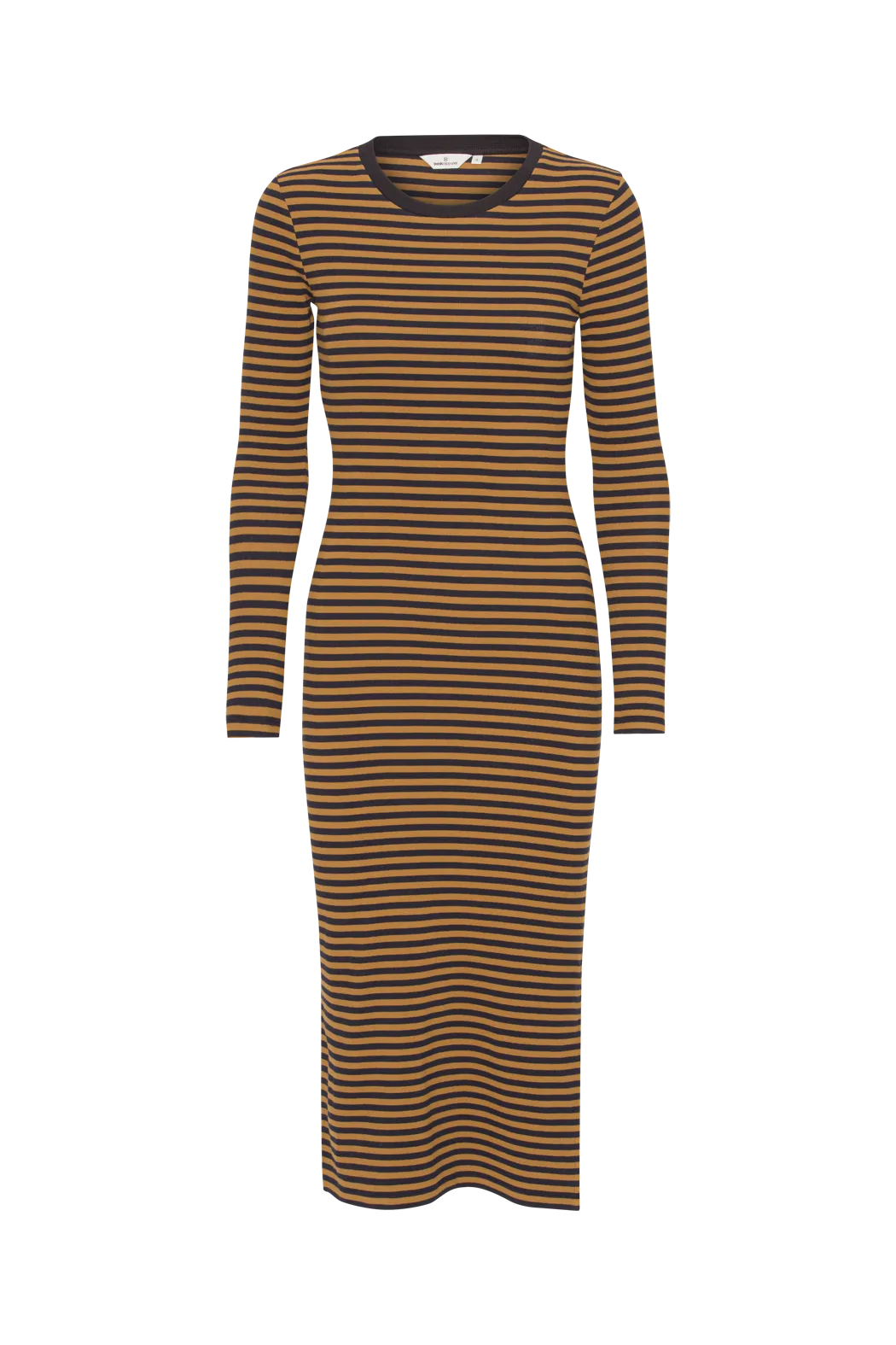 Ludmilla Long Dress - Bronze Brown/Black Stripe Front Detail