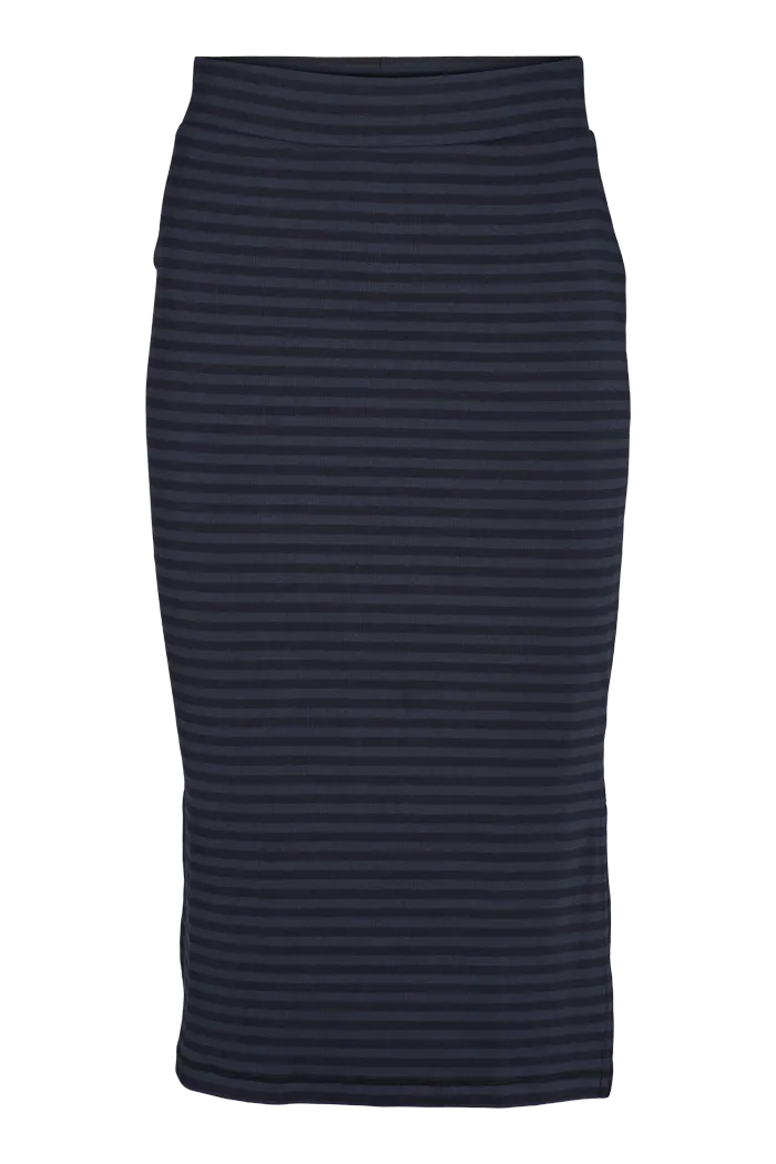Ludmilla Long Skirt - Black/Navy gentle style Wrap Front