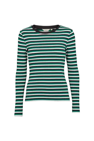 Easy-to-Match Ludmilla LS Tee - Green jacket / black / whisper white