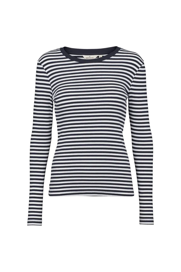 Ludmilla LS Tee - Sky Captain / Bright White Curved Hemline