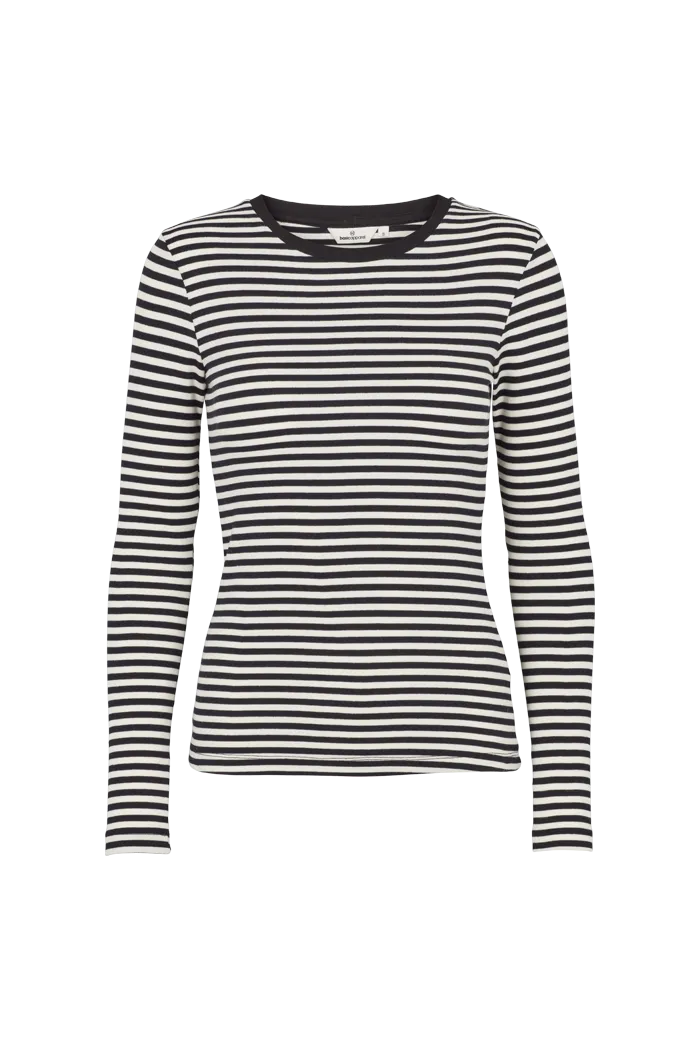 Ludmilla LS Tee - Whisper White/ Black/ Black Trim SlimFitDesign