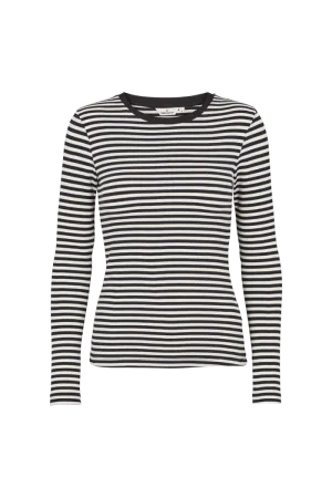 Everyday Casual Quick-Dry Fabric Ludmilla LS Tee - Whisper White/ Black/ Black Trim