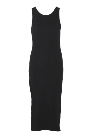 Tonal-Stitching Chic Tailoring Design Ludmilla Openback Dress - Black