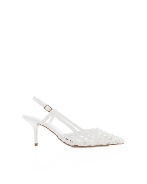 Smart Casual Leather Heeled Sandals LUMMI - WHITE