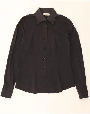 Stretch Fabric HENRY COTTONS Womens Shirt IT 44 Medium Black Cotton