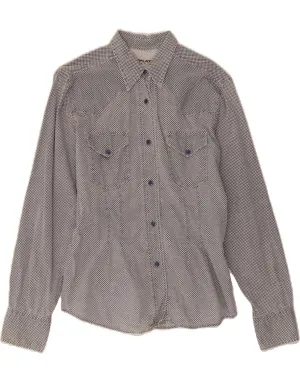 REPLAY Womens Shirt UK 18 XL Grey Geometric Cotton Clean Edge Trim Networking Session