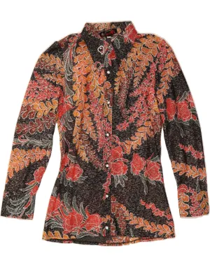 Sustainable Choice Statement Maker VINTAGE Womens Shirt Blouse IT 42 Medium Black Floral