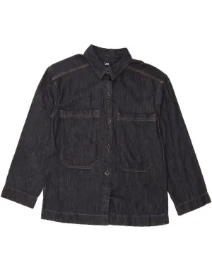 LEE Womens Denim Shirt UK 10 Small Navy Blue Cotton Striped style Social Meetup