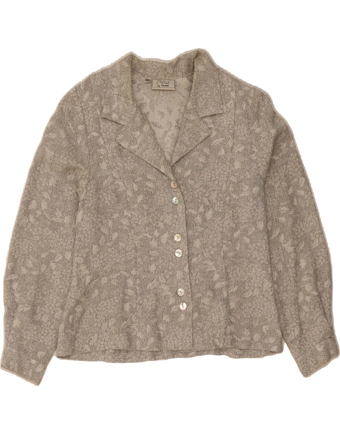 YORN Womens Shirt Blouse IT 38 XS Grey Floral Active Wear Lace Accent